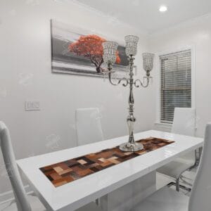 LUXURIOUS COWHIDE PATCHWORK TABLE RUNNER Handcrafted Cowhide Table Runner for Decor by Hideorzo