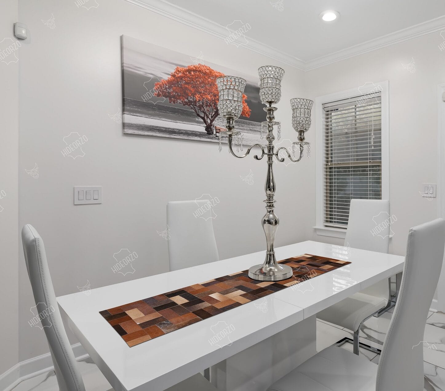 LUXURIOUS COWHIDE PATCHWORK TABLE RUNNER | COCOS LUXURIOUS COWHIDE PATCHWORK TABLE RUNNER Handcrafted Cowhide Table Runner for Decor by Hideorzo