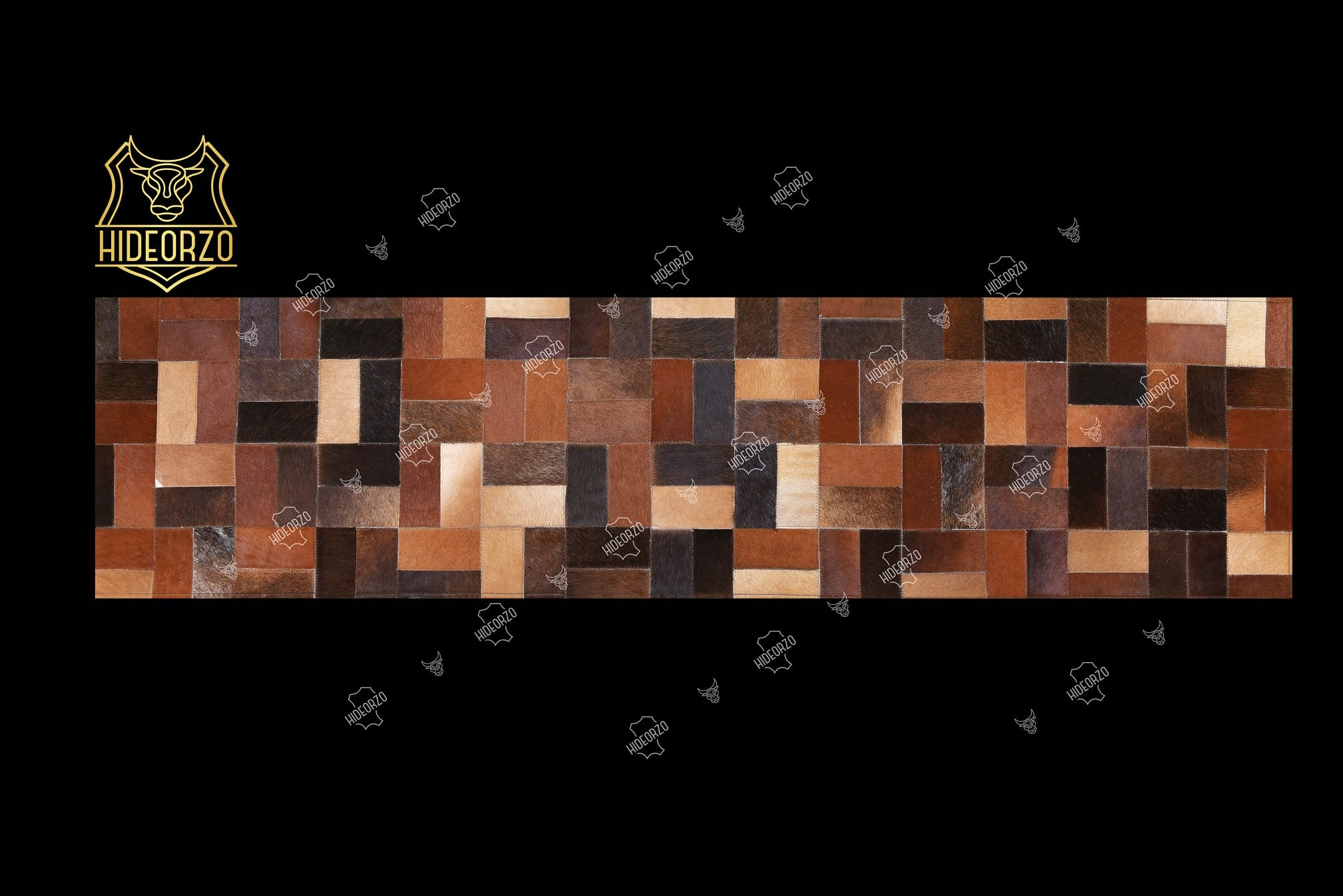 LUXURIOUS COWHIDE PATCHWORK TABLE RUNNER | COCOS Handcrafted Cowhide Table Runner for Decor by Hideorzo