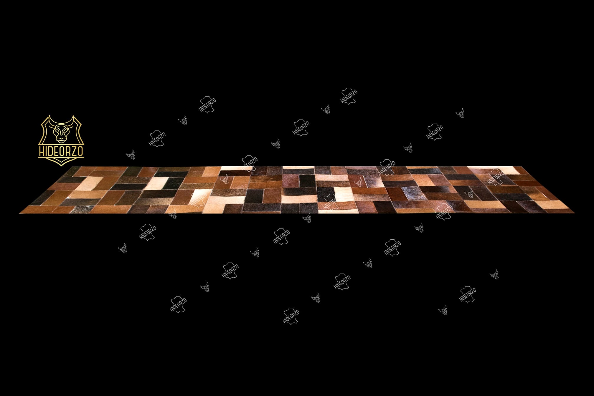 LUXURIOUS COWHIDE PATCHWORK TABLE RUNNER | COCOS Handcrafted Cowhide Table Runner for Decor by Hideorzo